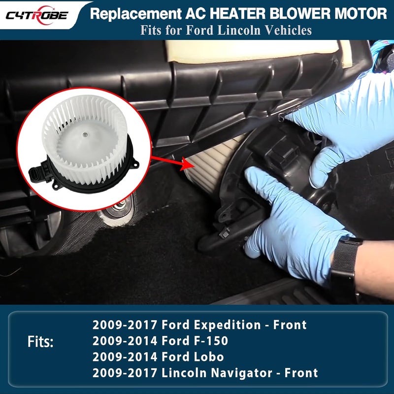 CYTROBE AC Heater Blower Motor HVAC with Fan Cage Compatible with 2009-2014 Ford F150, Ford Lobo, 2009-2017 Ford Expedition, 2009-2017 Lincoln Navigator Replaces PM9364, 700237, AL1Z19805A, CL1Z19805A, 75873 - Image 2